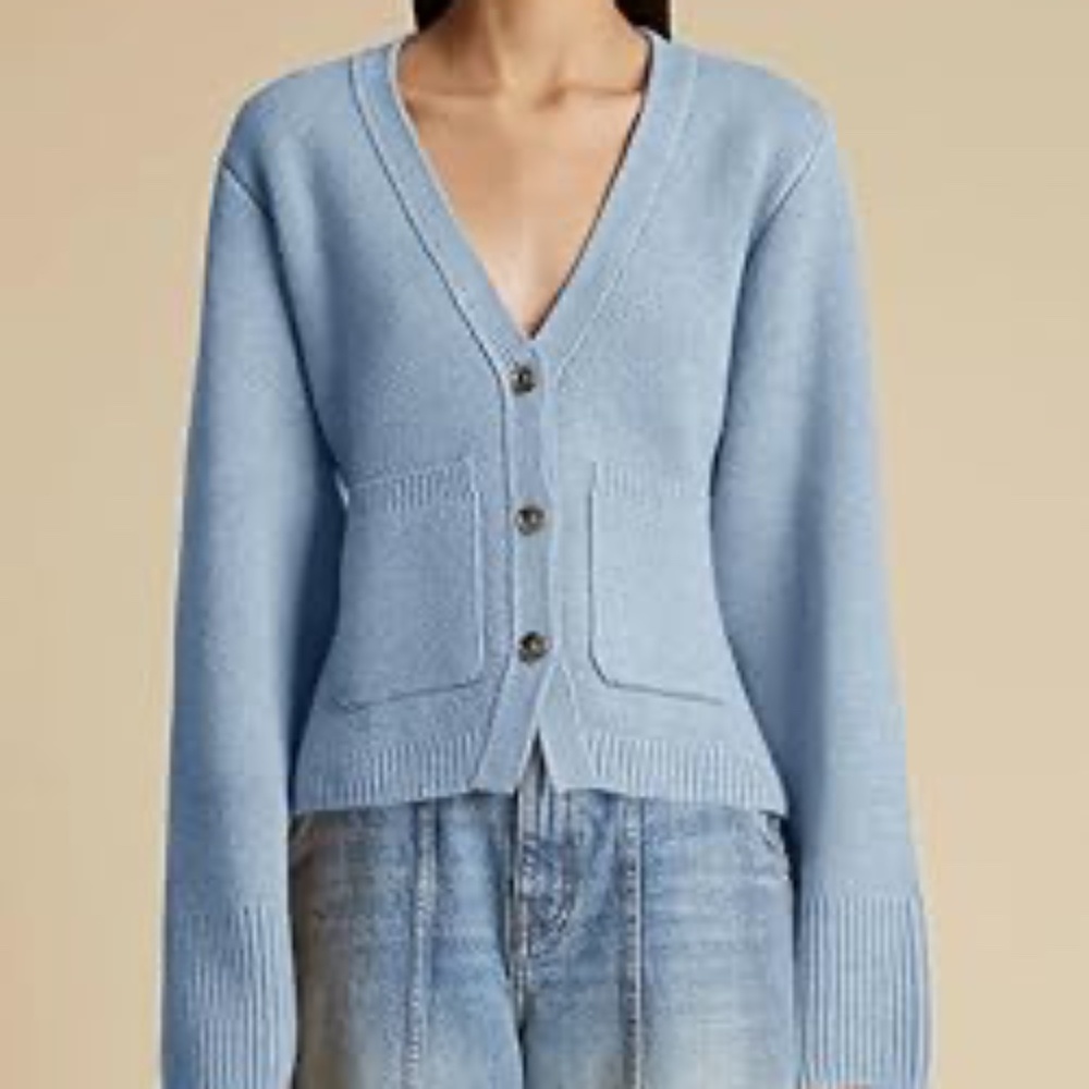 DESPERATE ISO: KHAITE SCARLET CARDIGAN IN LIGHT BLUE (DO NOT PURCHASE)